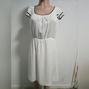 LOFT Cream Dress with Black Accents